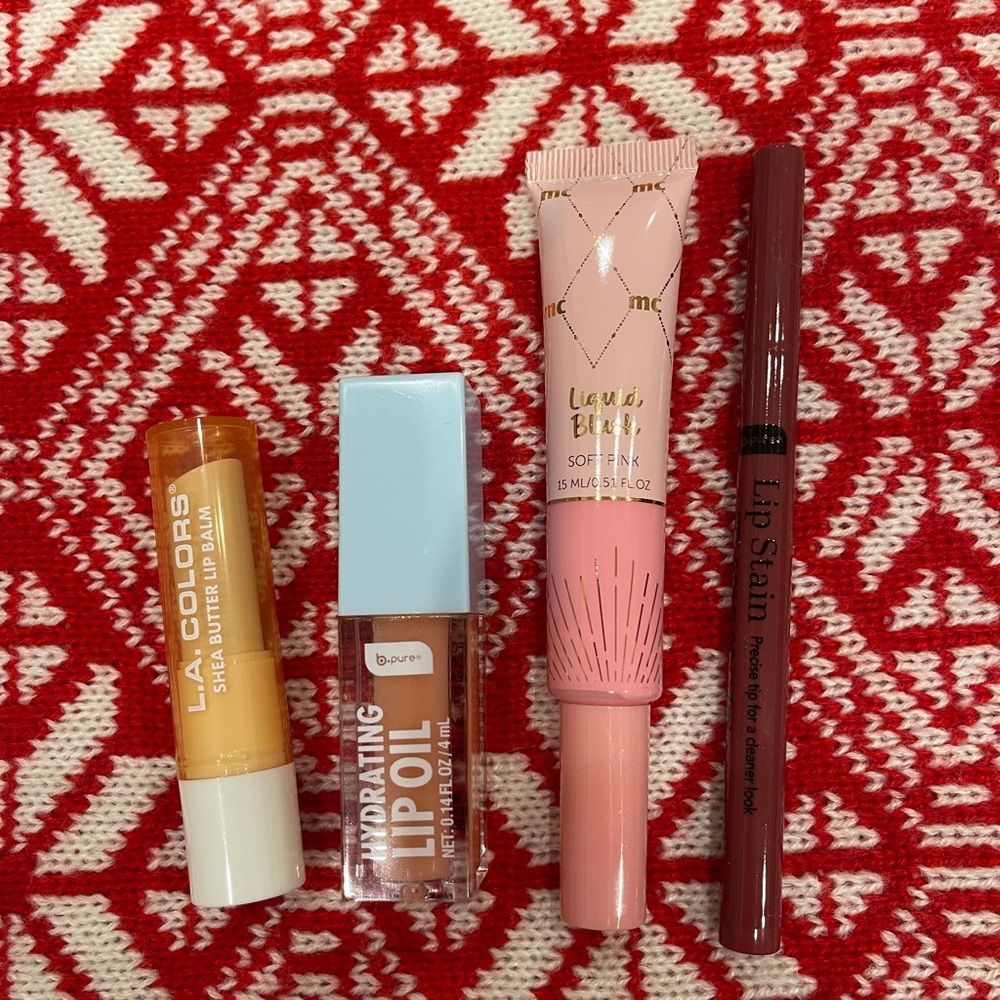 Marie Claire B Pure L.A. Colors Lip Liner Stain Liquid Blush Lip Oil Balm Bundle